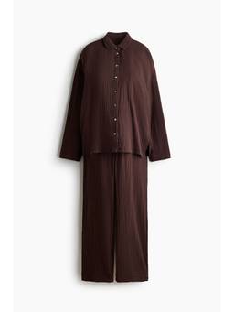 H&M - Women Brown Mama Cotton Muslin Pyjamas and Shirt