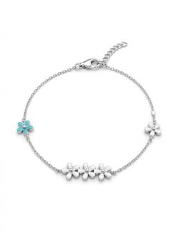 Kicky and Perky - 925 Sterling Silver Enamel Flower Bracelet (Adjustable)