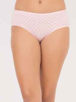 Clovia - Pink Cotton Spandex Medium Waist Outer Hipster Panty