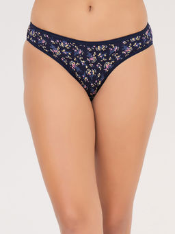 Clovia - Navy Blue Cotton Spandex Low Waist Outer Bikini Panty