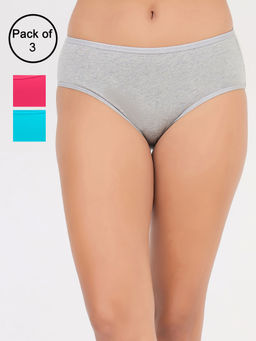 Clovia - Multi-Color Cotton Mid Waist Printed Hipster Panties (Pack Of 3)