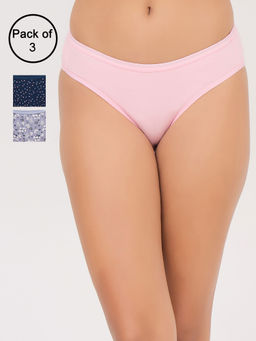 Clovia - Multi-Color Cotton Low Waist Bikini Panties (Pack Of 3)