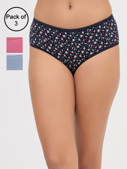 Clovia - Multi-Color Cotton Mid Waist Hipster Panties (Pack Of 3)