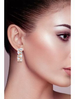 Yellow Chimes - Sparkling Flowerets Vine Swiss Zircon Crystal Clip On Earrings