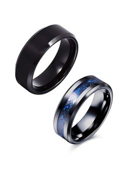 Yellow Chimes - Black and Blue Dragon Celtic Band Ring for Men (10) (Pack of 2)