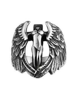 Yellow Chimes - Silver Oxidised Stainless Steel Metal Bikers Ring for Men (11)