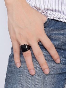 Yellow Chimes - Polished Titanium Stainless Steel Smooth Finished Ring for Men (11)