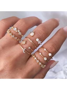 Yellow Chimes - Gold Plated Aesthetic Knuckle Rings Set )Pack of 6)