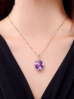 Yellow Chimes - Heart Designed Purple Colour Stone Necklace