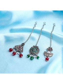 Yellow Chimes - Gold Plated Moti Mang Tika Set (Pack of 3)