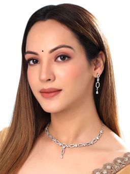 Yellow Chimes - Ad White Stone Silver Jewellery Set