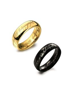 Yellow Chimes - Combo Black and Gold Rings for Men Pack Of 2