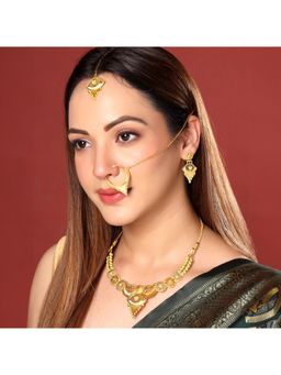 Yellow Chimes - Gold Plated Bridal Choker Necklace Set