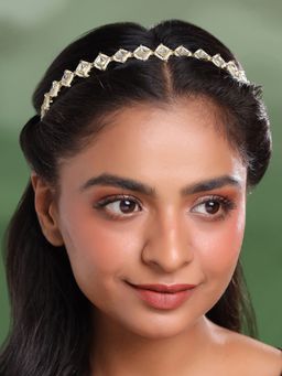 Yellow Chimes - Kundan Gold and Pearl Hairband