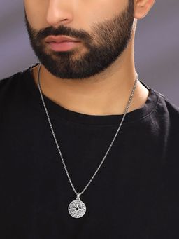 Yellow Chimes - Compass Circle Shaped Pendant Necklace