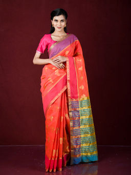 EXCLUSIVA - Red Zari Woven Work Banarasi Saree with Unstitched Blouse