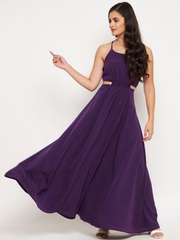 WineRed - Women Purple Cut Out Long Maxi Dress
