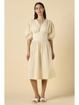 Allen Solly - Women Beige Embroidered A-Line Dress