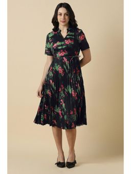 Allen Solly - Women Black Printed Casual Dress with Belt