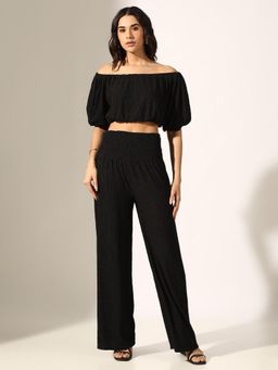 SHOWOFF - Women Textured Black Co-Ord Set