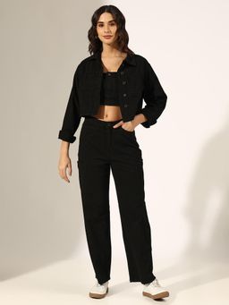 SHOWOFF - Women Black Denim Co-Ord Set