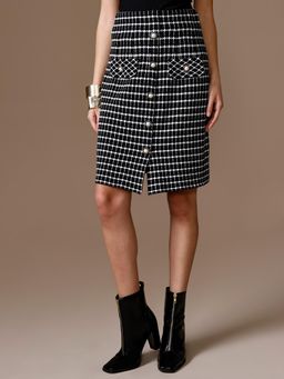 Kazo - Women Black Knitted Checks Skirt