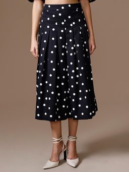 Kazo - Women Black Polka Dot Printed Skirt