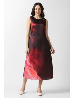 Van Heusen - Women Maroon Abstract Printed Party Dress