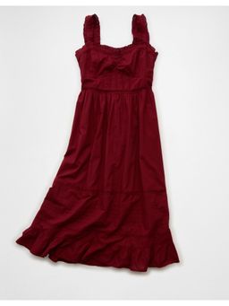 American Eagle - Women Maroon Antique Rose Catie Corset Midi Dress