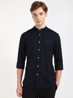 Tommy Hilfiger - Men Navy Blue Solid Shirt