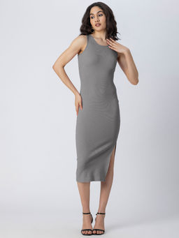 Moomaya - Bodycon Knit Grey Dress For Women