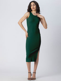 Moomaya - Bodycon Knit Green Dress For Women