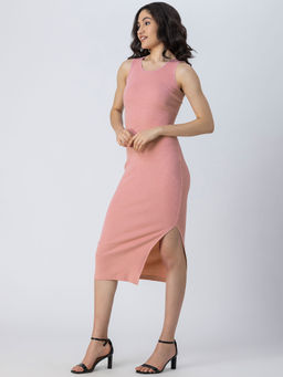 Moomaya - Bodycon Knit Pink Dress For Women
