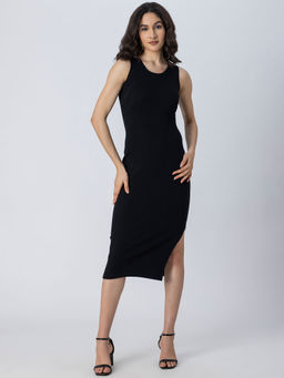 Moomaya - Bodycon Knit Black Dress For Women