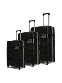 MOVE-MEANT - Travel Polypropylene Luggage 8 Wheels Trolley Bags - Black (Pack of 3)