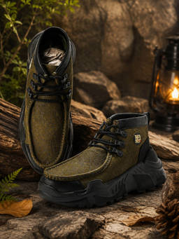 WOODLAND - Lace Up Lightweight Breathable Comfortable Olive Casuals Sneakers For Mens