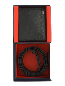 Tommy Hilfiger - Miguel Mens Leather Belt & Wallet Gift Set Plain Black
