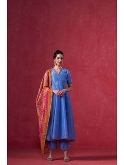 Sukruti Design - Women Blue Viscose Anarkali Kurta and Pant with Dupatta Set