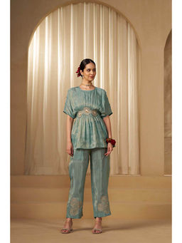 Sukruti Design - Women Blue Viscose Top with Pant Co-Ord Set