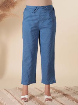 ARAMYA - Blue Soft Cotton Striped Pant