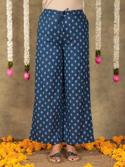 ARAMYA - Blue Soft Cotton Butti Palazzo