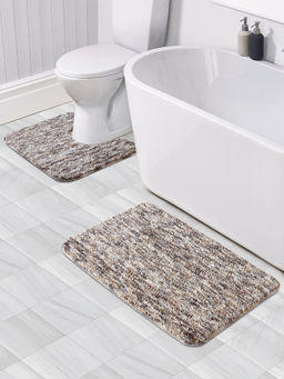 OBSESSIONS - Anti-skid Polyester Bath Mat and Contour Mat, 2Pcs Set, Multi-Color