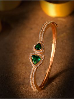 Saraf RS Jewellery - Gold plated Green American Diamond Handcrafted Bracelet for Women & Girls (Onesize)