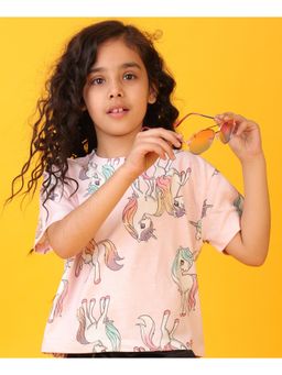 ANTHRILO - Unicorn Star Short Sleeves Girls T-Shirt - Pink