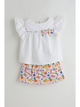 One Friday - Multi Floral Print Top With Skirt (Set of 2)