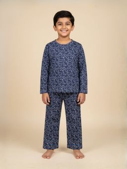The Mom Store - Navy Blue Dinos Rule T-Shirt & Pyjama (Set of 2)