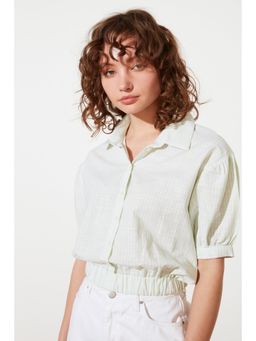 Trendyol - Womens Yellow & White Checks Shirt