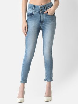 CRIMSOUNE CLUB - Women Light Blue High-Waisted Jeans