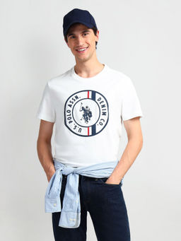 U.S. Polo Assn. Denim Co. - White Brand Graphic Cotton T-Shirt