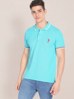 U.S. POLO ASSN. - Striped Hem Cotton Polo Shirt